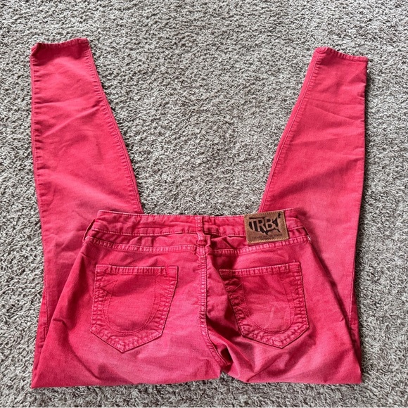 True Religion Red Skinny Ankle Jeans Corduroy Stretch Shannon Denim Pants 27x31 - Picture 4 of 7